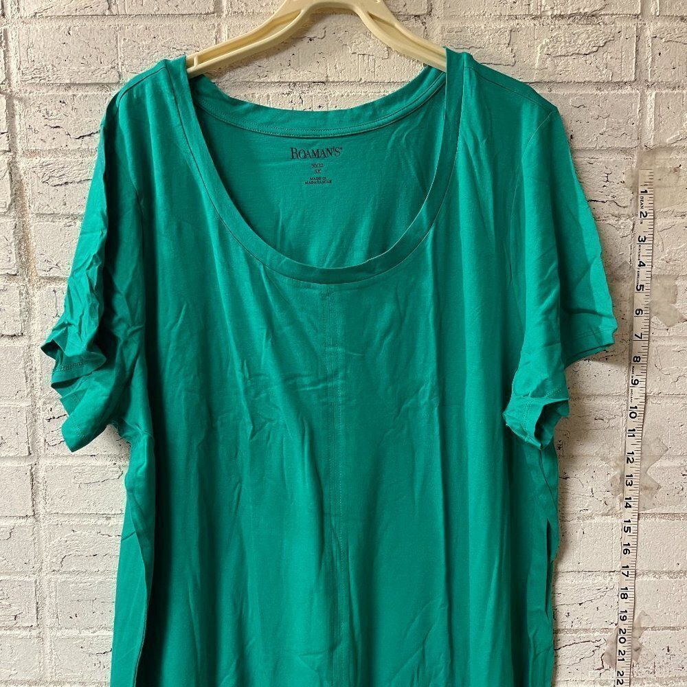 Roaman's 30/32(3X) Green Basic Short Sleeved Tshirt Style Tunic Plus Size Curvy